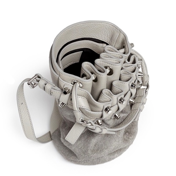 SOLD ✨ Alexander Wang 'DIEGO' Small CalfHair Panel Leather Bucket Bag - Picture 3 of 10